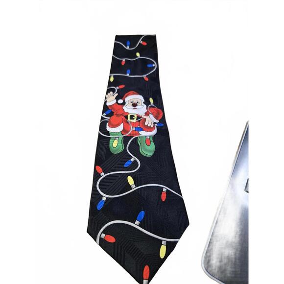 Other - Black Christmas Santa Claus Tie with Colorful Lights